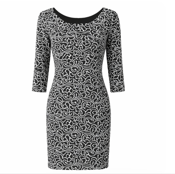 Frank Lyman | Black & Silver Textured Dress Vintage Inspired - Picture 6 of 8
